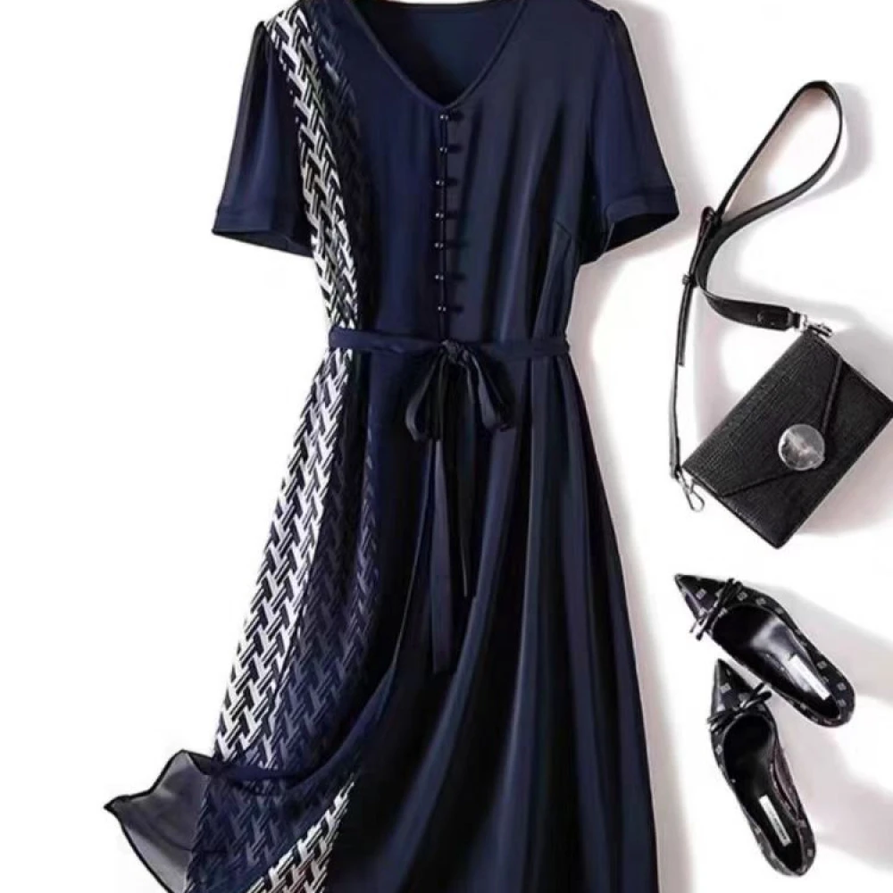 9480-夏季新款短袖轻奢显气质时尚首要重工连衣裙C13-2-4