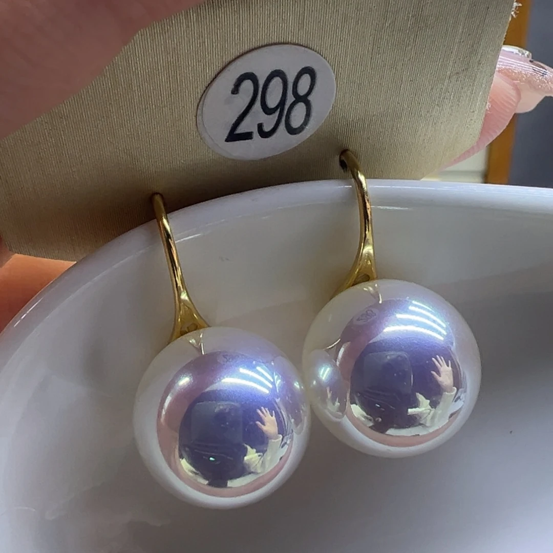 淡水珍珠银S925镶嵌耳饰