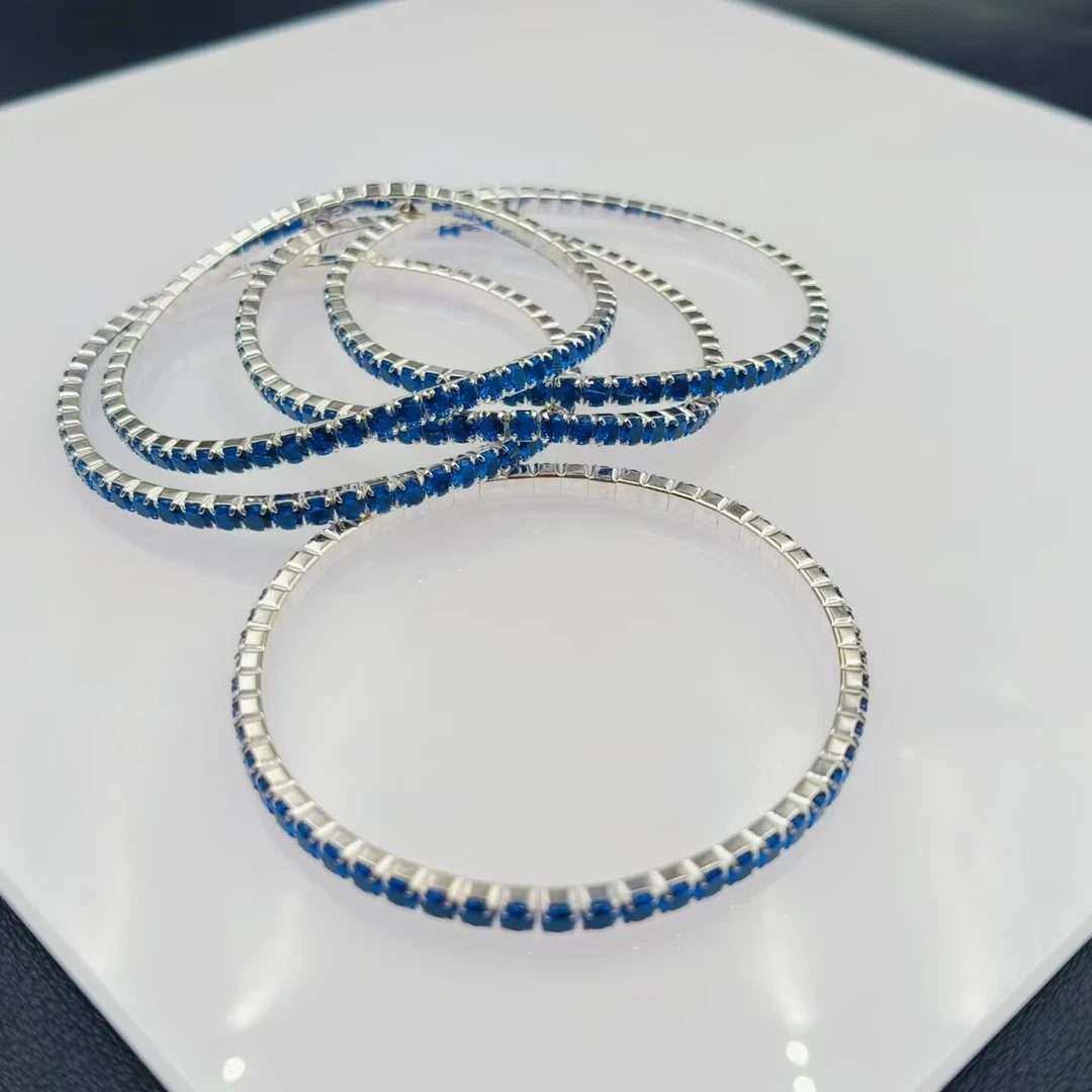 925银合成锆石手链 「戴琴珠宝」FR6727-蓝色锆石手圈(多样发其一)