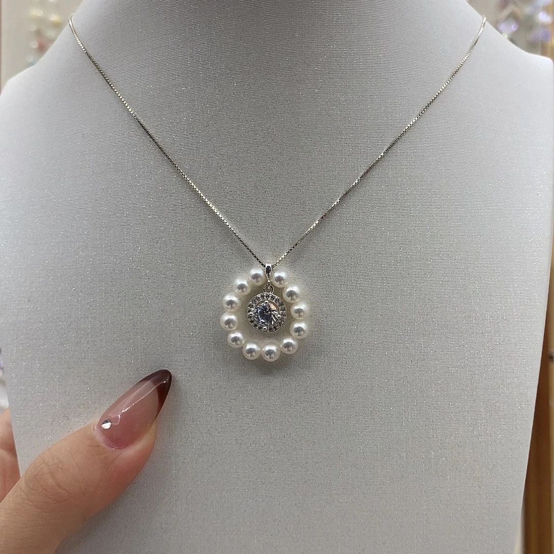 银S925镶嵌耳饰淡水珍珠