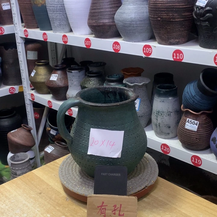 【闪购商品】红陶粗糙盆有孔高20口14