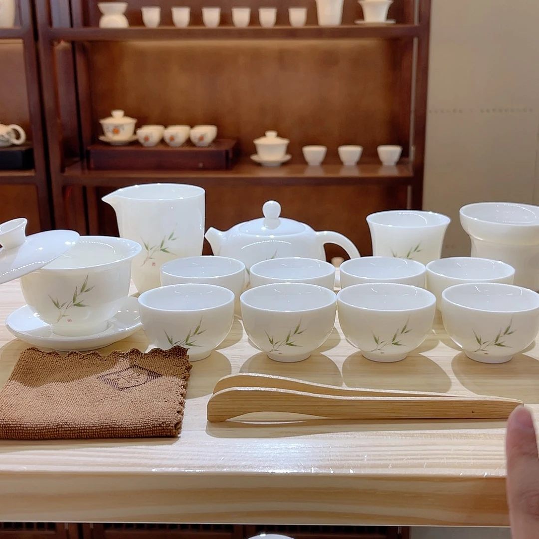 瓷片玄致羊脂玉瓷茶具套装