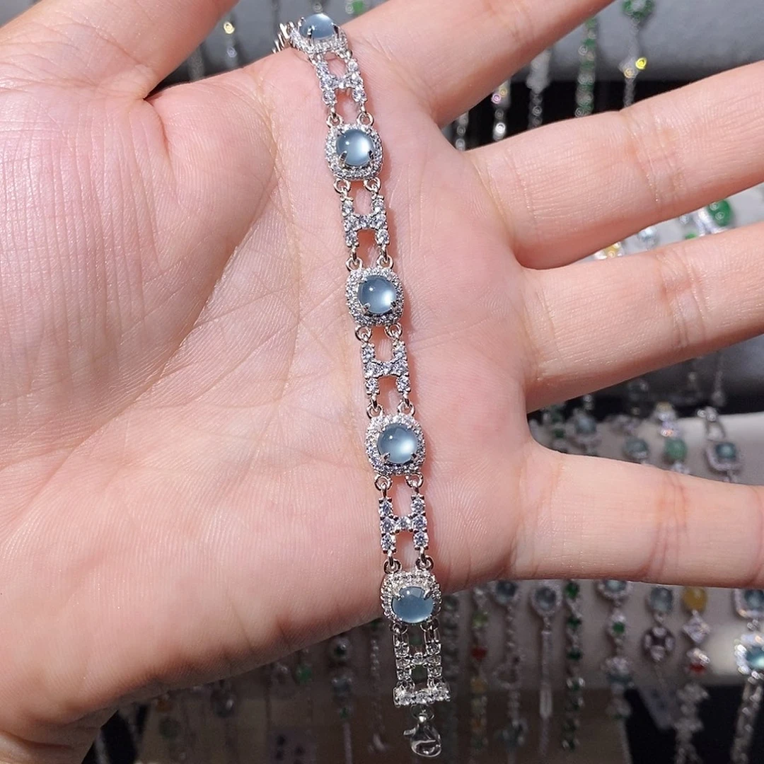 翡翠银S925镶嵌手链