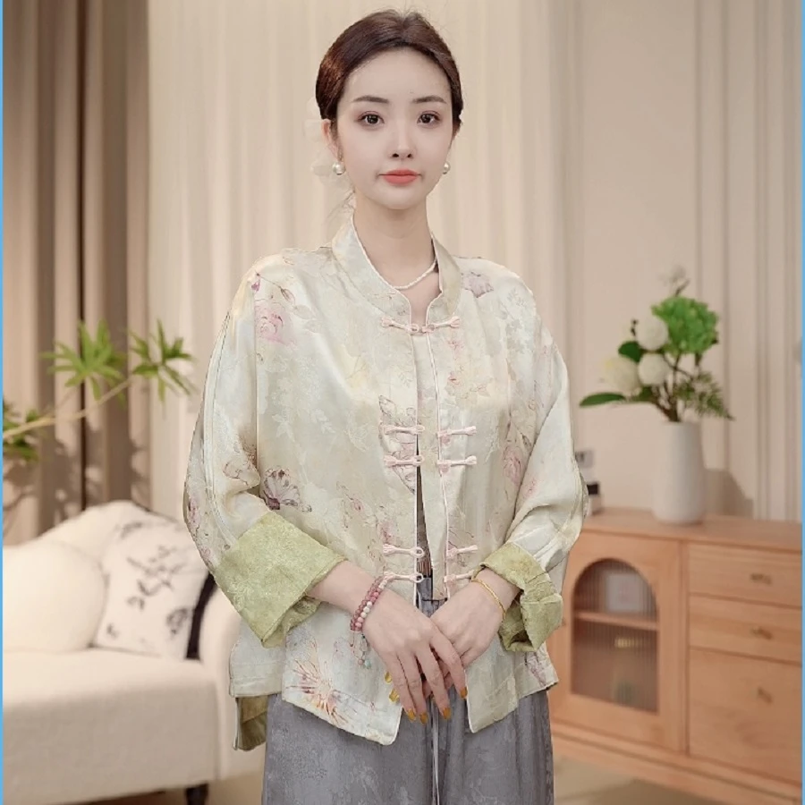 新中式薄款落肩复古立领气质外套2025A6098-倩倩