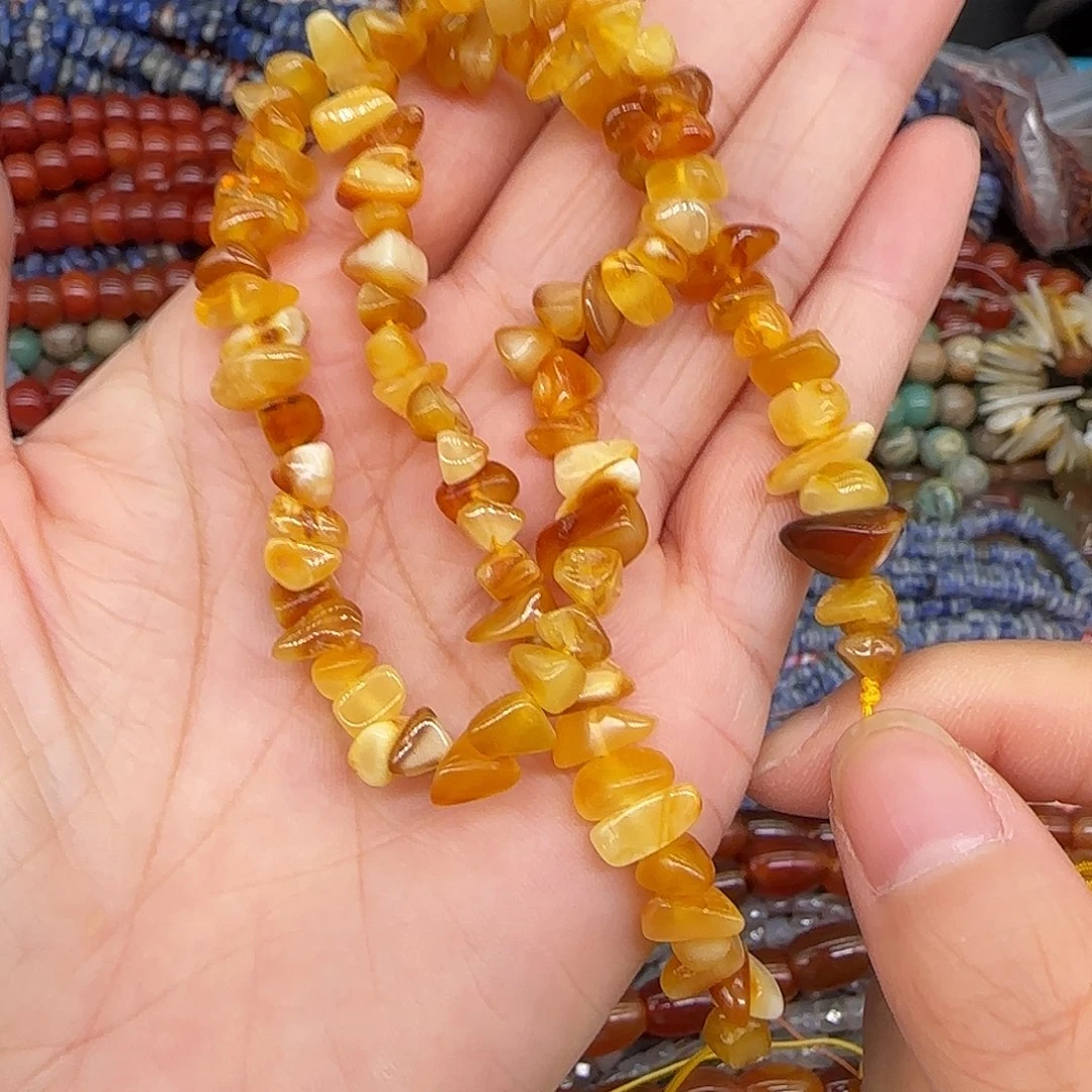 玛瑙/玉髓合金珠宝半成品蜜蜡8-10mm一条随性