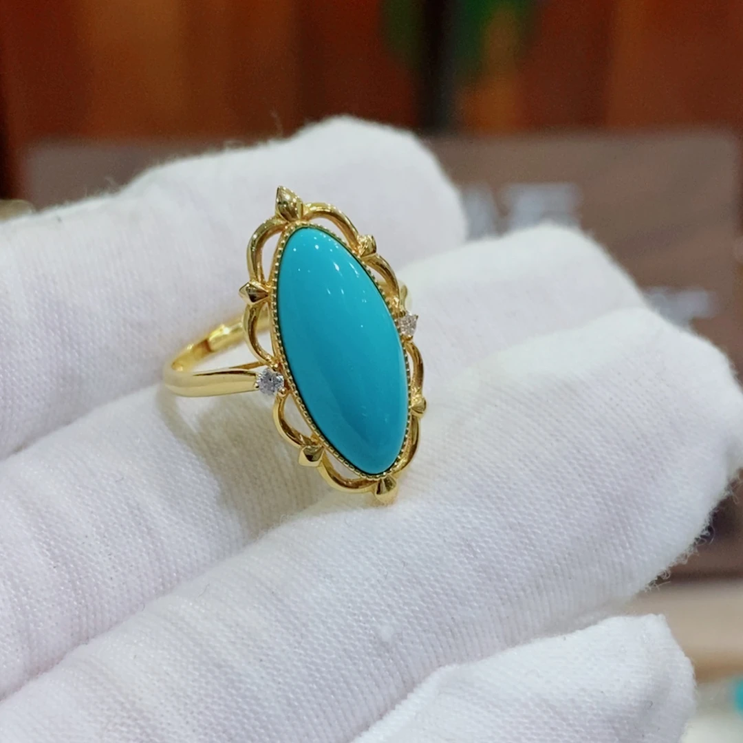 绿松石18K金镶嵌珠宝奇石