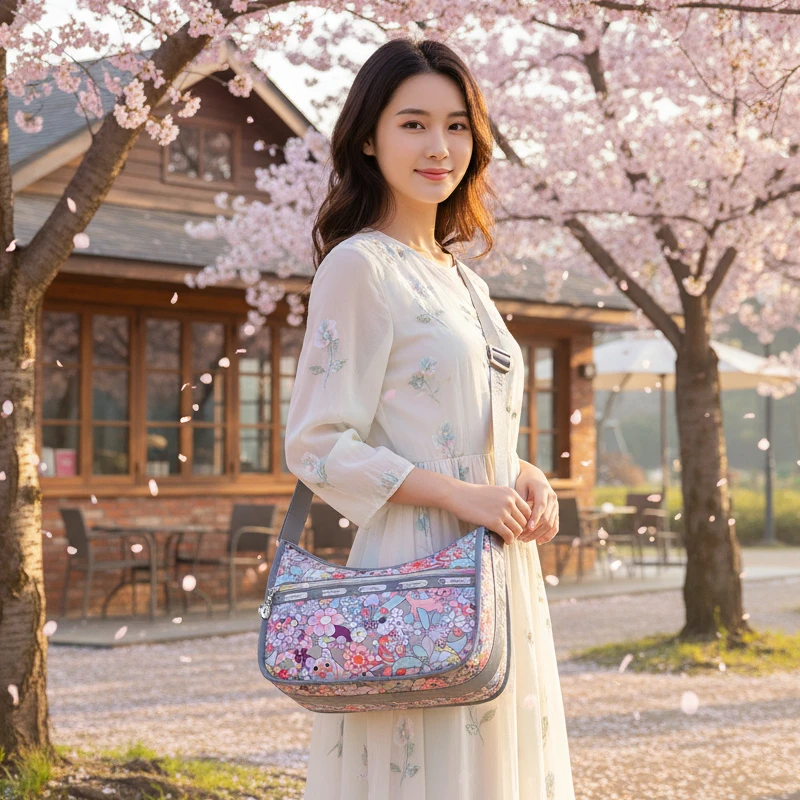 skadi2025夏新款牛津布印花大包女单肩大容量尼龙帆布百搭斜挎包