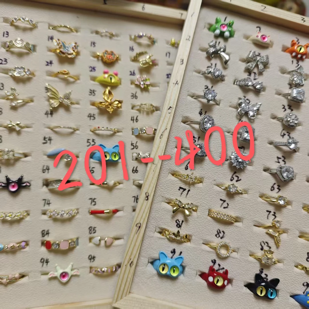 锌合金莫桑石戒指 （201-400）号滴釉款大爆钻款戒指百搭小众轻奢