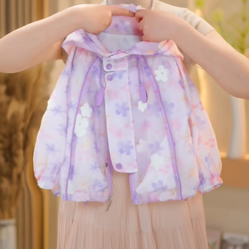 【佳琪妈】 五彩花朵公主裙女童洋气花仙子紫色外套-7027#