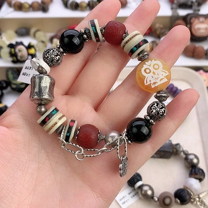 非金属猫头鹰多宝手串