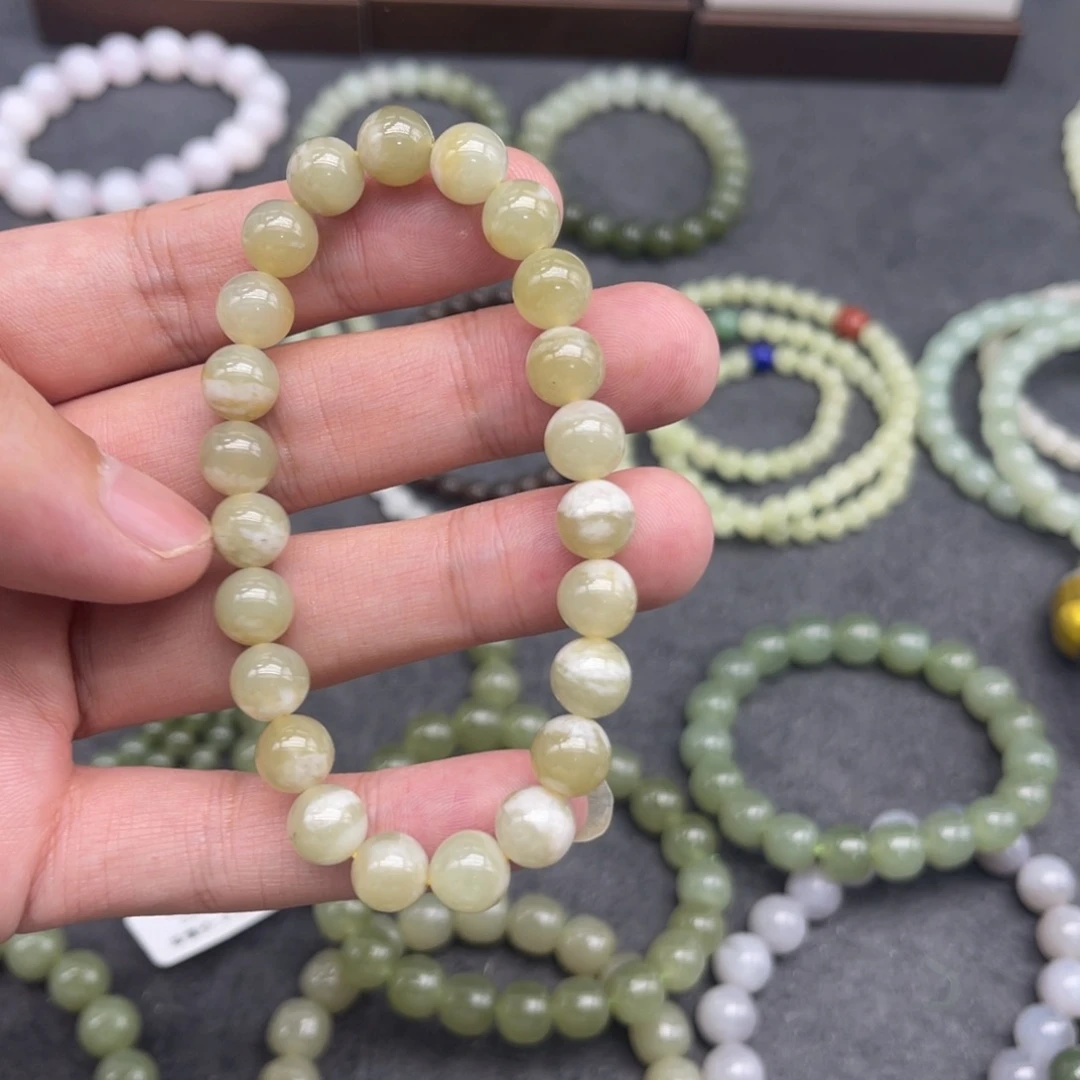 和田玉未镶嵌手串卡8糖料牛轧糖