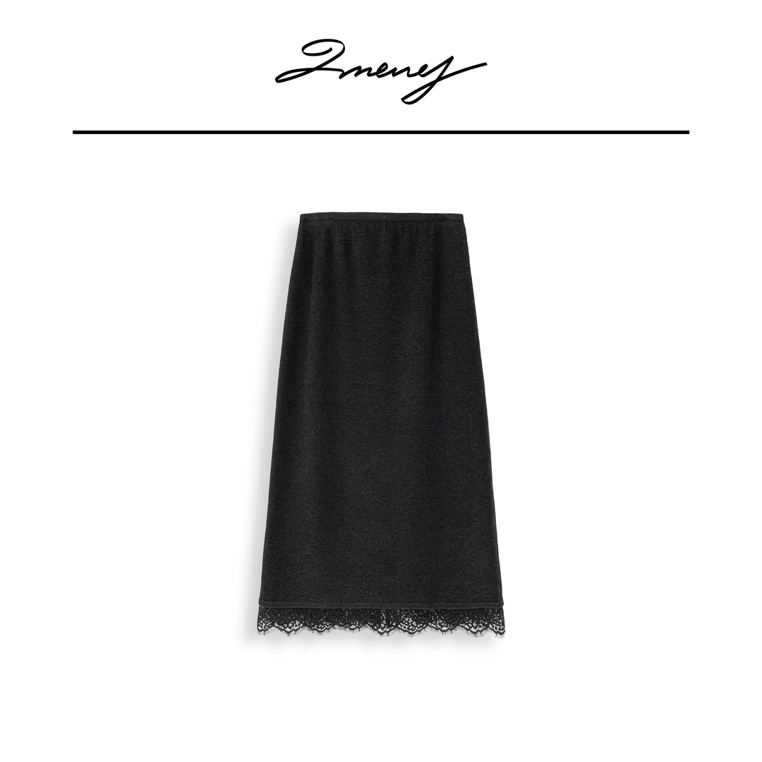 LMENY幽梦涟涟~女人味蕾丝拼接后开叉显瘦半身裙24DQ010