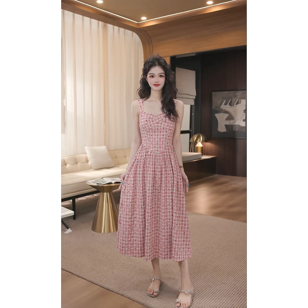 依漾自制-【温妮千金】夏季新款气质法式小个子收腰显瘦吊带连衣裙