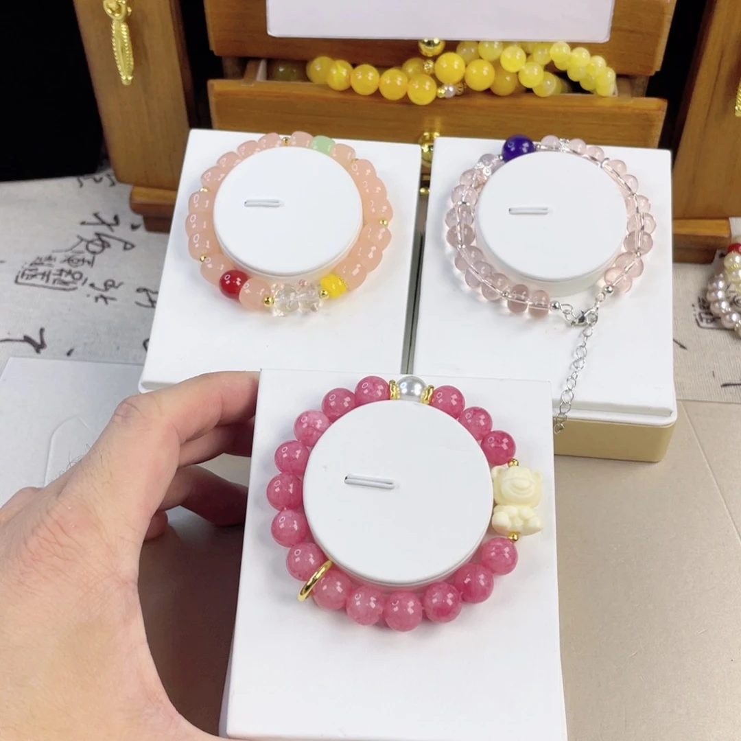 石英质玉手链银S925镀金镶嵌