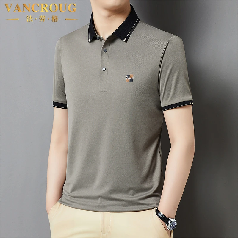 VANCROUG/法劳格短袖POLO衫男士夏季翻领商务休闲薄款百搭宽松T恤