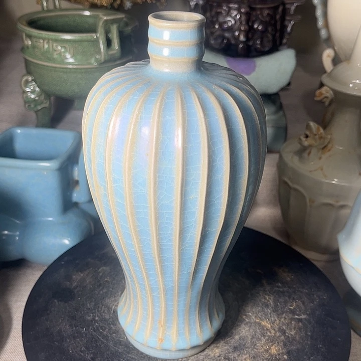 陶摆件汝窑汝窑汝窑梅瓶