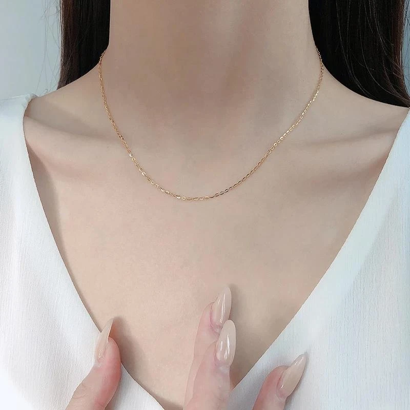 吊坠足银 极简轻奢素链秋冬加长女项链夏日锁骨链毛衣链