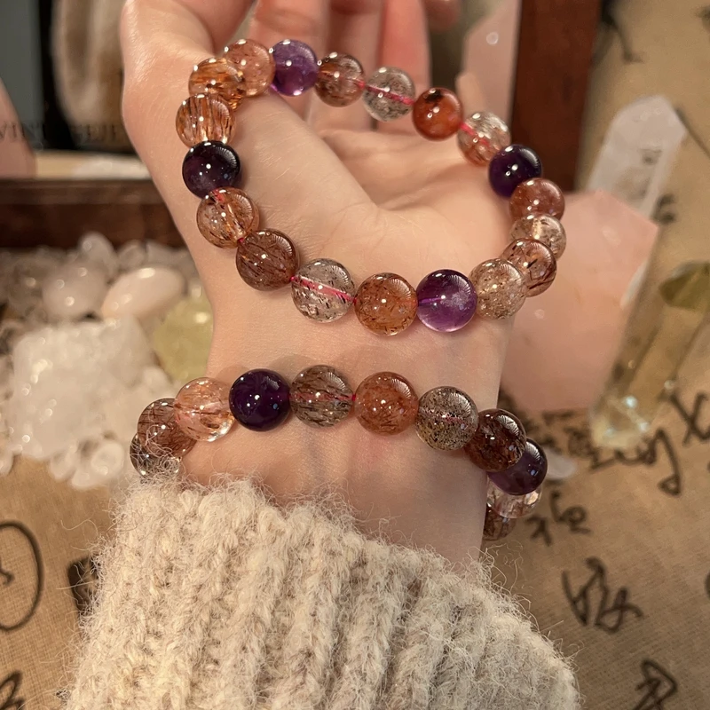 【水晶小老大】黑金超七手串天然水晶Z69