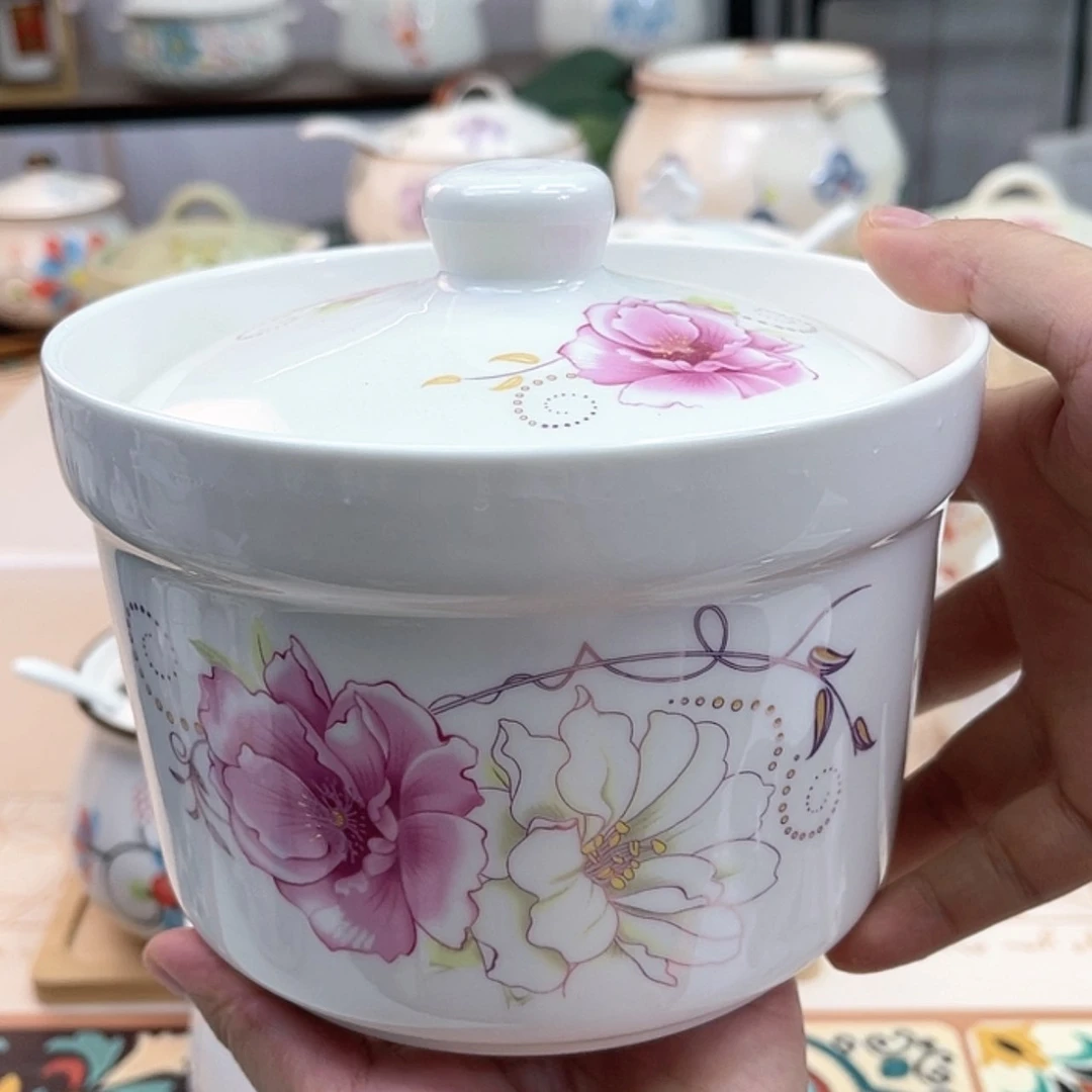 【闪购商品】瓷900毫升 直身炖盅花开富贵