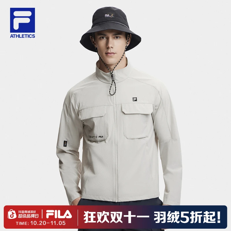 FILA斐乐男装/户外梭织外套2025夏季新款工装机能上衣A11M427703F