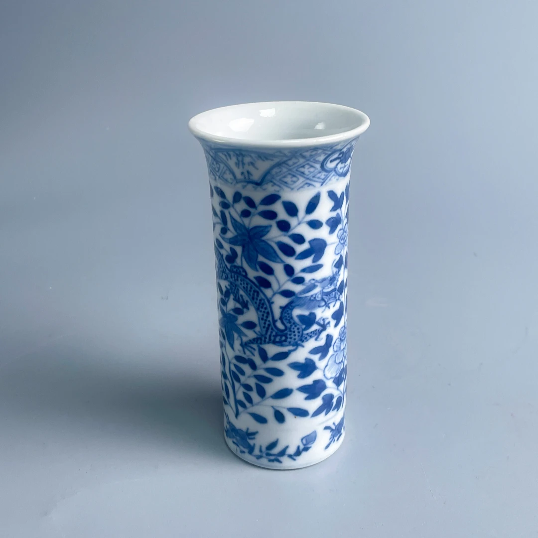 瓷器/古董清光绪青花龙穿花箭筒M25BG000336古玩收藏/文物/绣花张