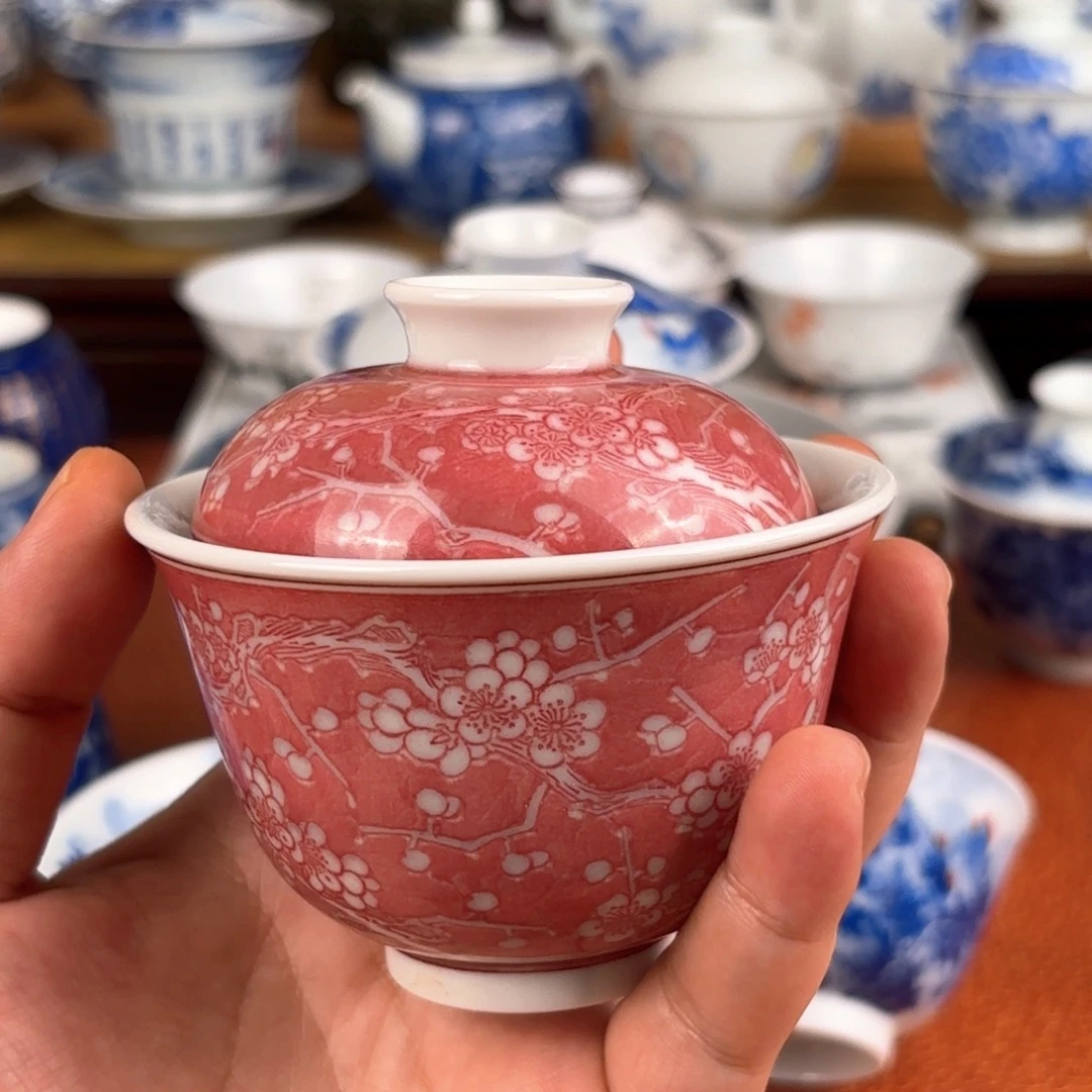 勤义堂 景德镇纯手工手绘青花盖碗