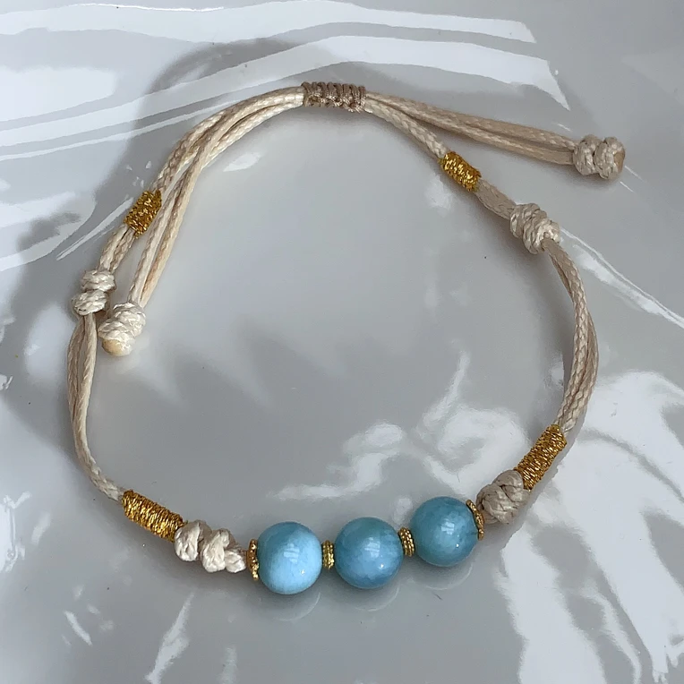 天然海纹石编绳 银925银配 6mm左右多样性发其一 B1217