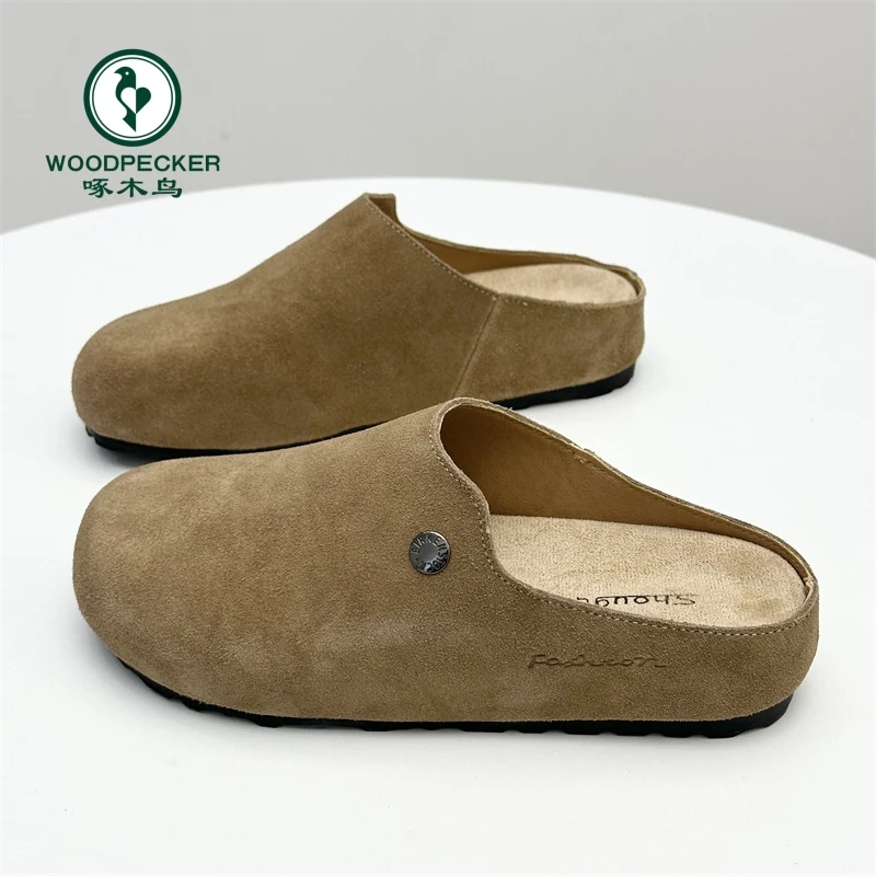 啄木鸟厚底勃肯鞋女外穿2025春季新款复古丑萌单鞋一脚蹬包头半拖