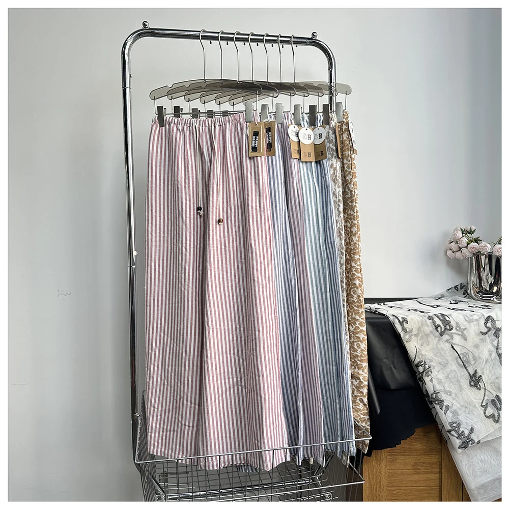 K165    夏季新款女士宽松松紧腰棉麻直筒休闲长裤女