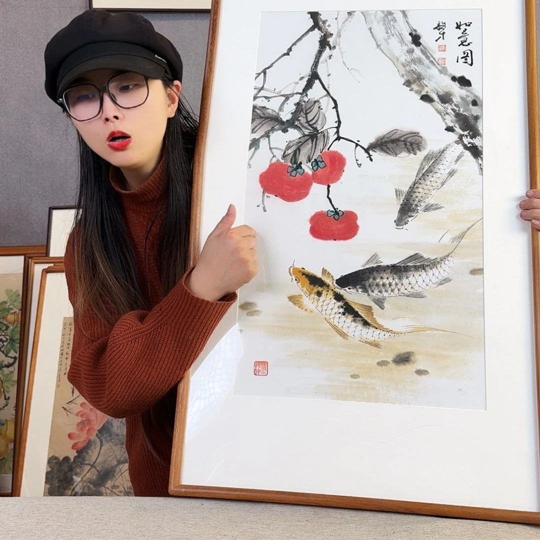 国画手绘带框尺寸：52*92