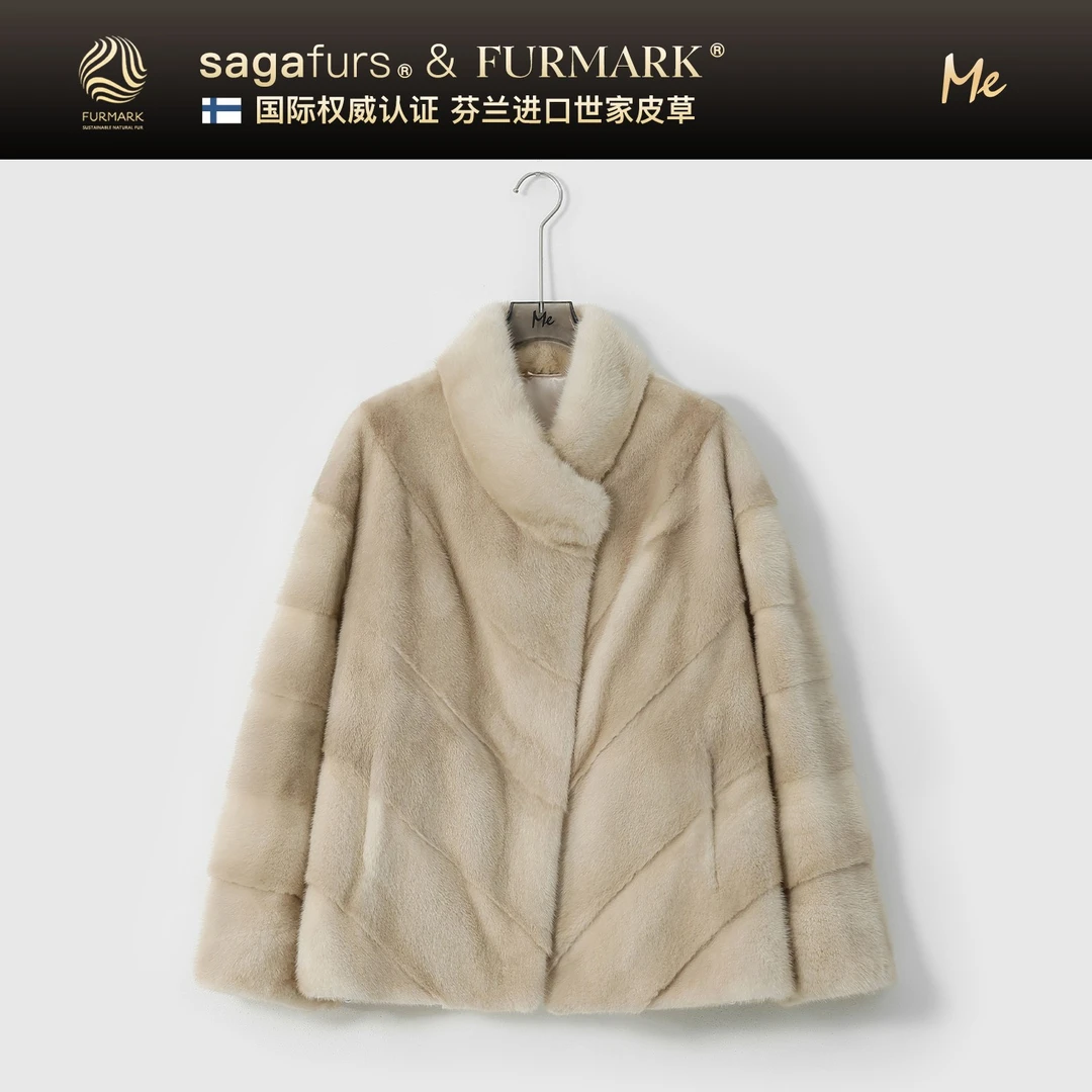 ME【芬兰进口saga王朝水貂（抽刀）】短款御寒水貂皮草外套MESA5598