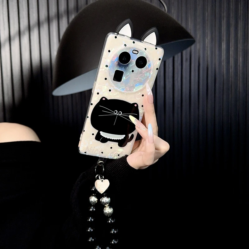 适用oppofindx6手机壳新款findx6pro套oppo可爱波点ins大脸猫咪女