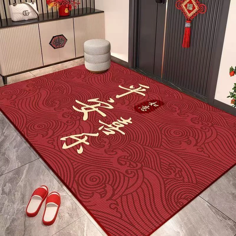 新款水晶绒喜庆红色门厅入户门垫家用进门防滑吸水速干耐脏地垫子