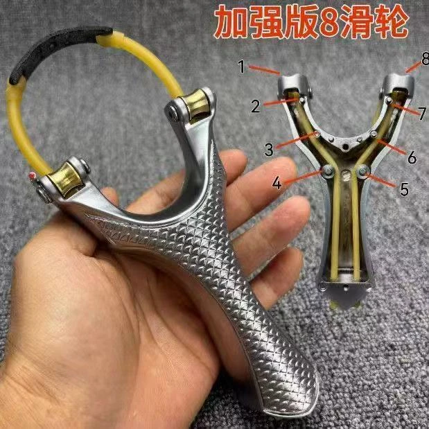 加强版八滑轮速射滑轮弓成年人户外竞技高精度大威力弹弓