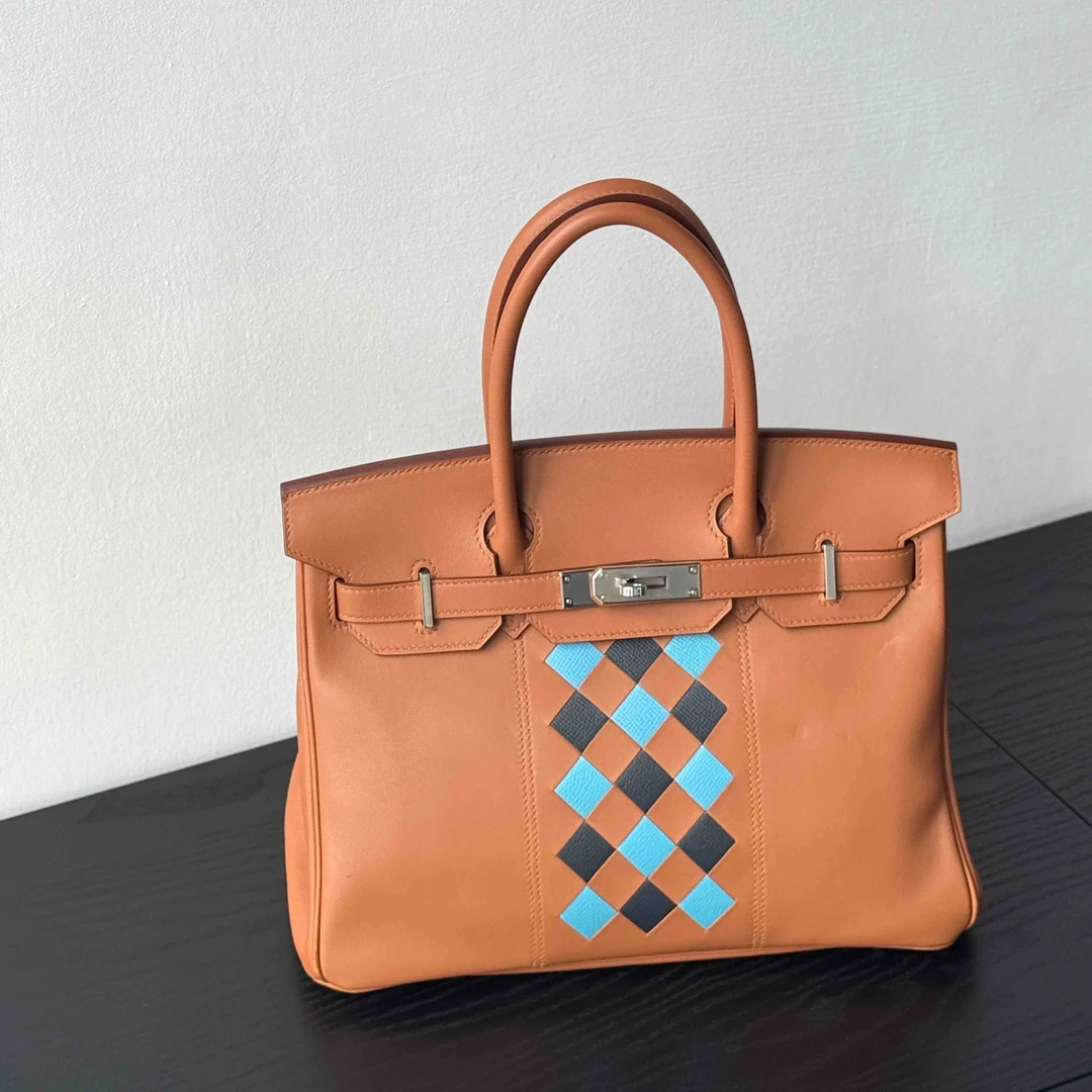 99新 Hermes/爱马仕 【小池专属】birkin30金棕银扣编织款S皮D刻