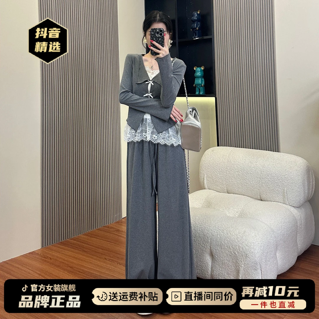 灰色套装女秋季2025新款爆款早秋高级感韩系流行超火穿搭一整套装