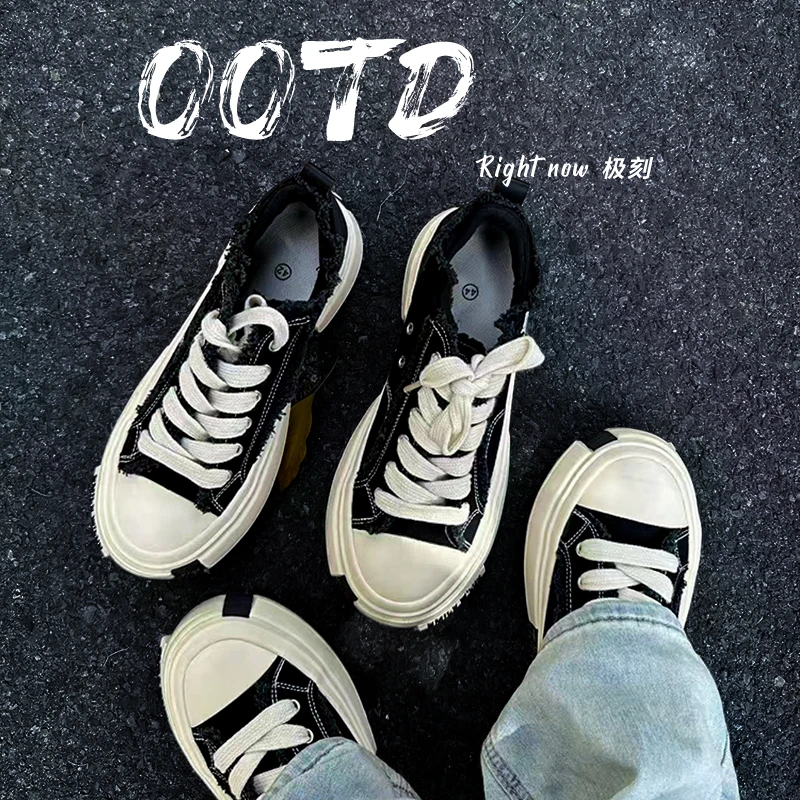 男鞋增高帆布鞋2025夏季透气时尚百搭韩版学生黑色牛仔风帆布潮鞋