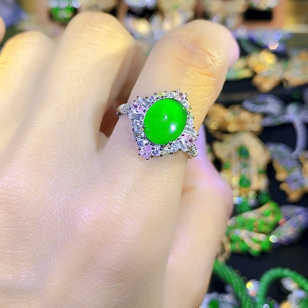 吊坠(不含链)银S925镶嵌翡翠