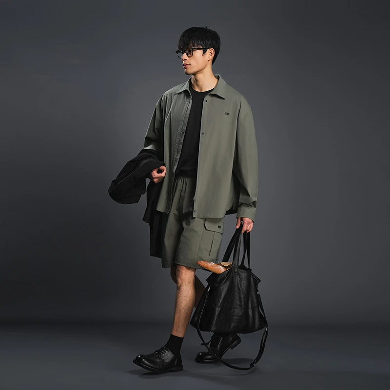 BODYDREAM男款衬衫春季翻领简约百搭上衣休闲宽松外套户外运动LY