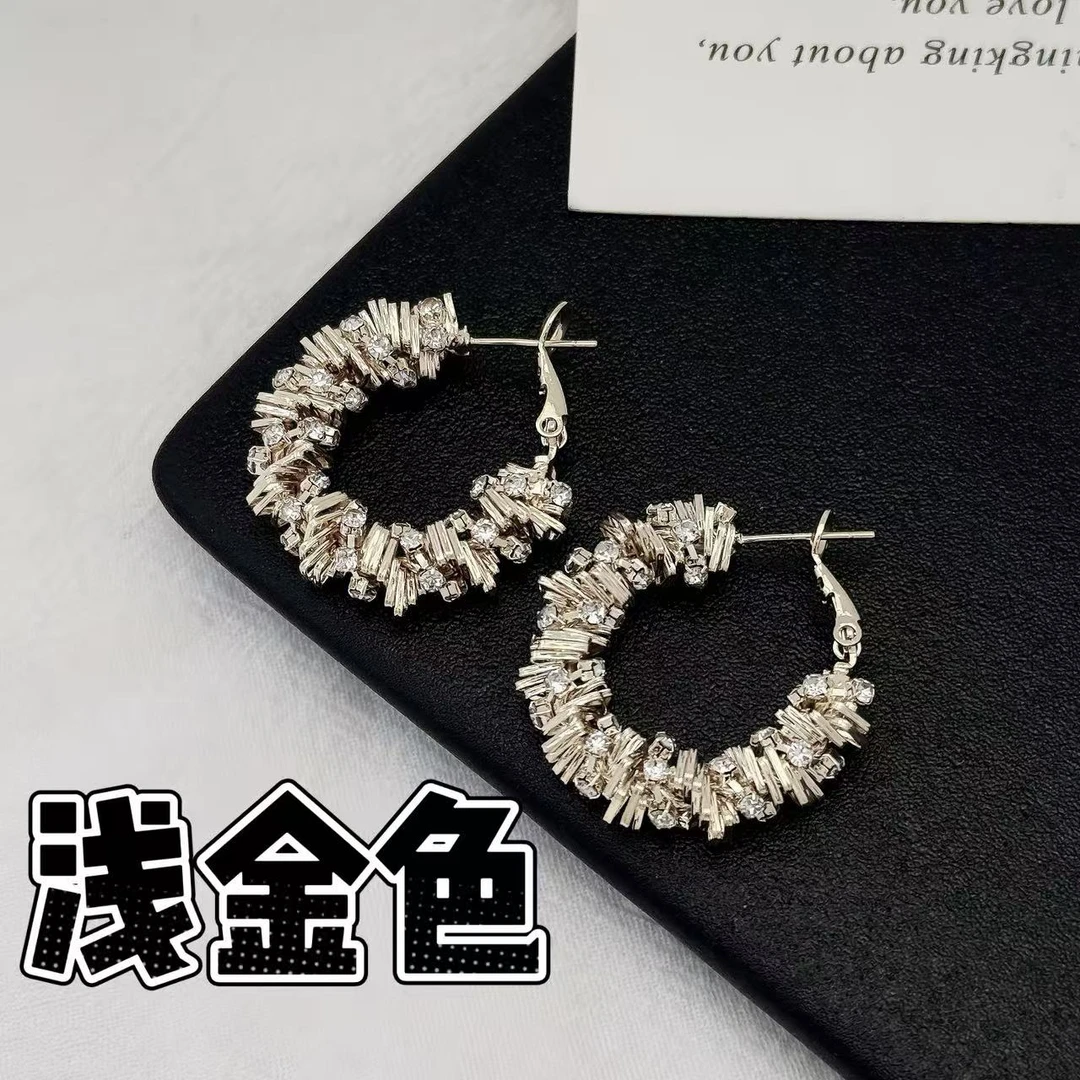 铜合金耳饰 c290丽银【时髦精碎银耳圈】气质欧美复古圈圈耳环6323