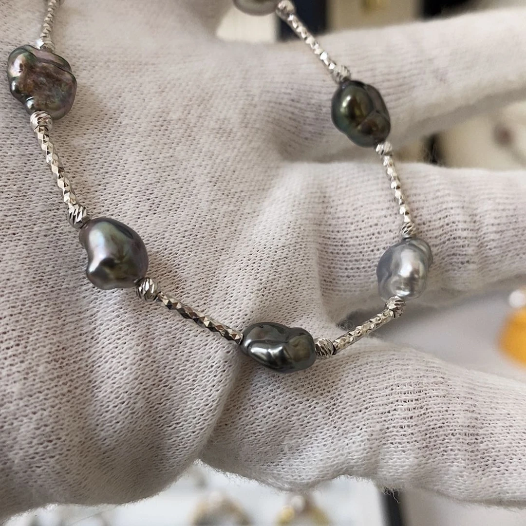 银S925镶嵌海水珍珠颈饰