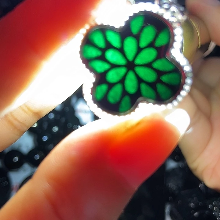 颈饰银S925镶嵌翡翠墨翠