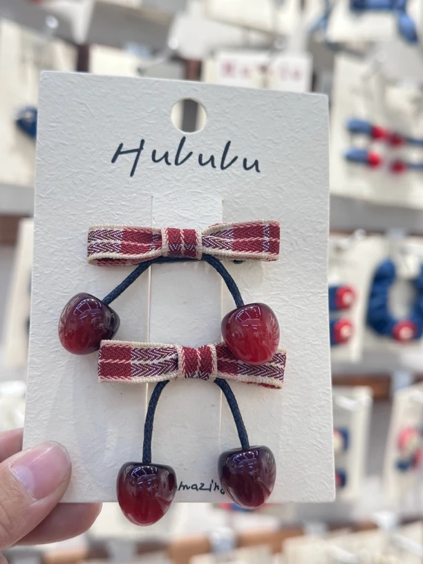 樱桃儿童发饰鸭嘴夹发绳蝴蝶结发饰儿童