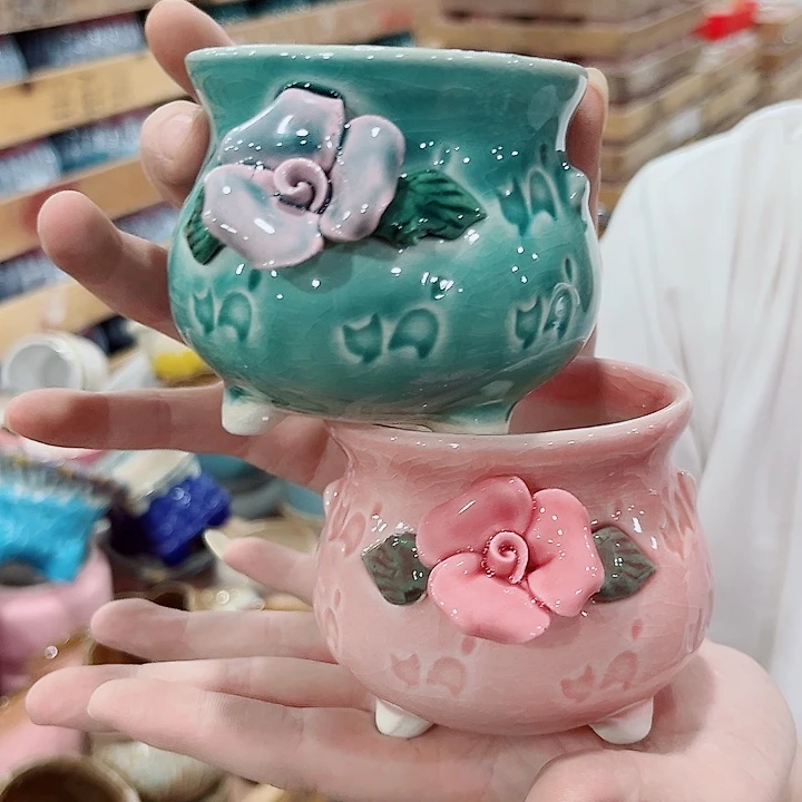 有孔.凑单10元陶瓷花盆发货！