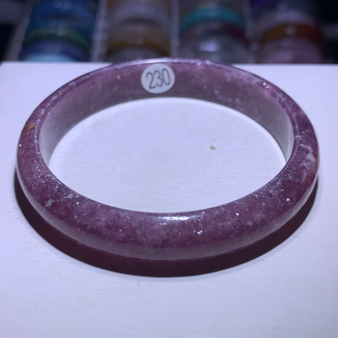 手镯银S925镶嵌水晶紫锂云母63圈230