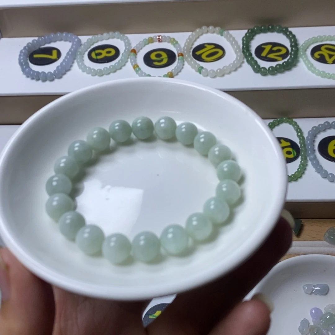 翡翠未镶嵌手链缅甸翡翠圆珠卡9