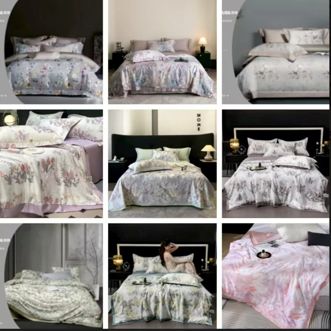 高端印花水洗天丝夏被四件套-颜色随机发-1