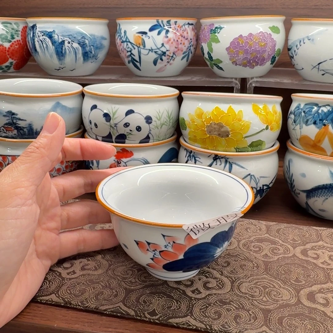 釉下手绘茶具微瑕