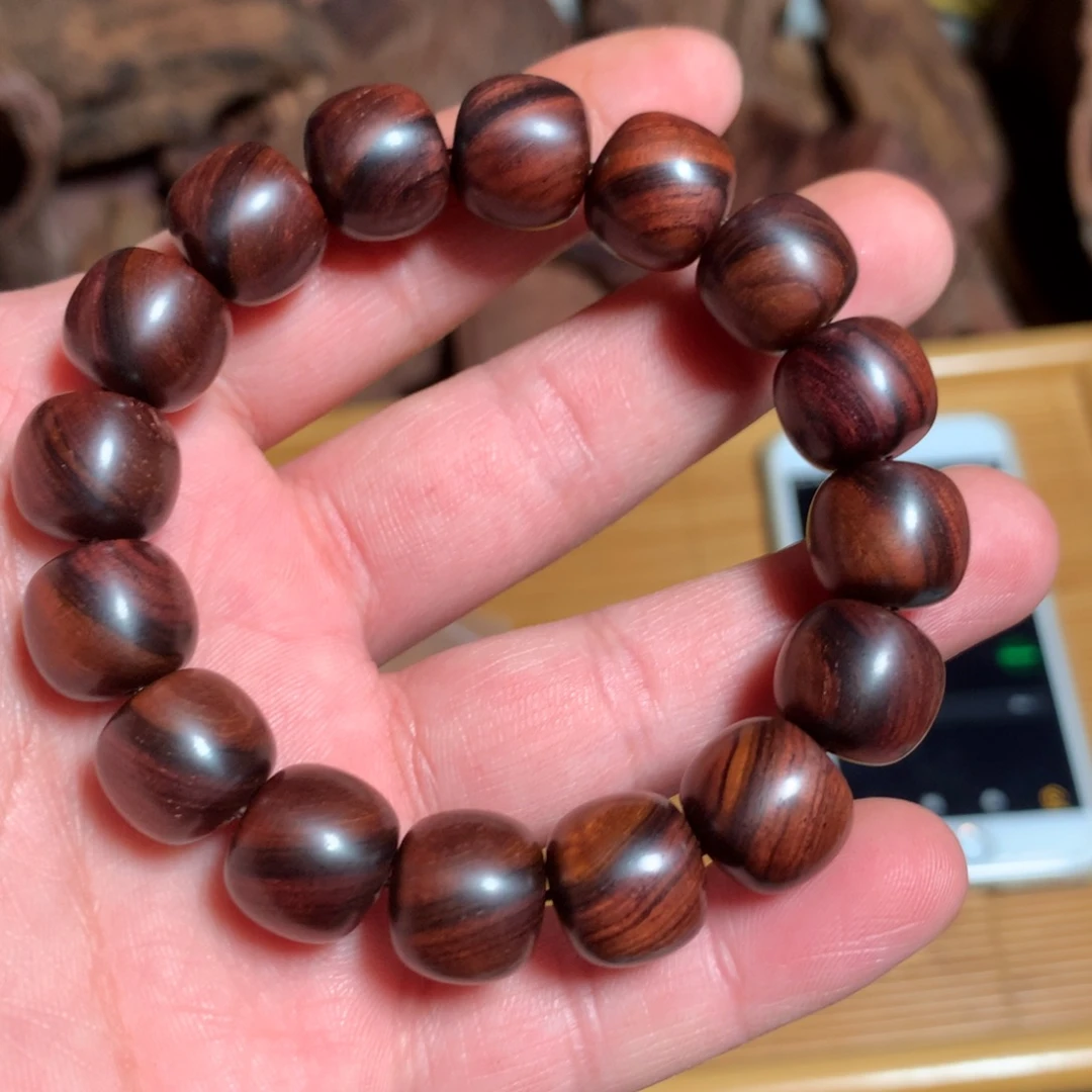 山***逢黄花梨/降香黄檀手串回血海南黄花梨老料