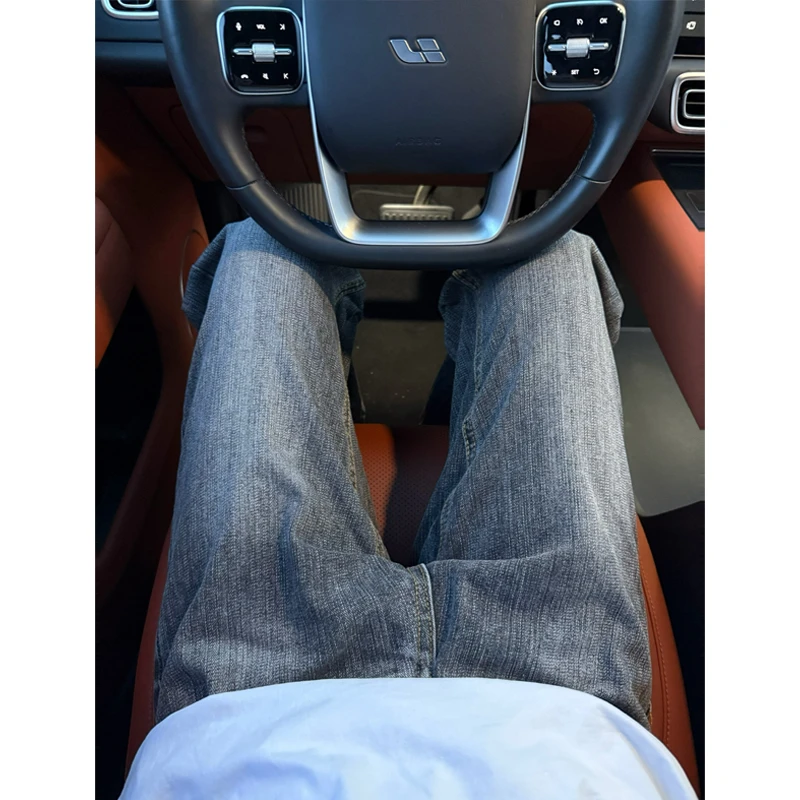 早秋中性风穿搭水洗竹节纹牛仔裤男女款痞帅设计感裤子微喇直筒裤